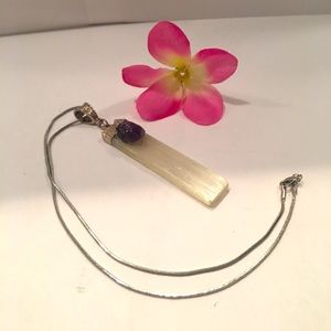Selenite and Amethyst Necklace